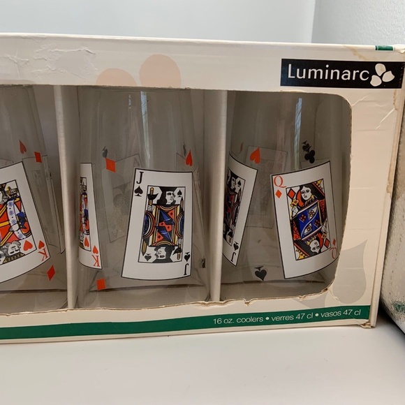 New Set of Four Luminarc Game Night Glasses 16 oz Coolers - Picture 4 of 10